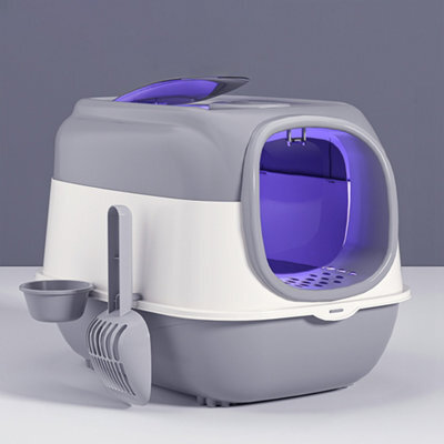 Living And Home Large Enclosed Cat Litter Box With Uv Sterilizer Lamp - image 1