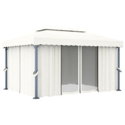 Walplus Gazebo With Curtain&led String Lights 4X3 M Cream White - thumbnail 4