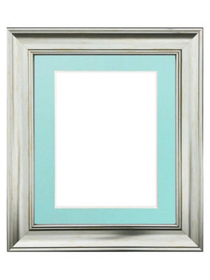 Frames By Post Scandi Vintage Silver Frame With Blue Mount For Image Size 12 X 10 Inch - image 1