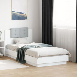 Berkfield Bed Frame With Led Without Mattress White 75X190 Cm Small Single - thumbnail 1
