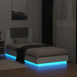 Berkfield Bed Frame With Led Without Mattress White 75X190 Cm Small Single - thumbnail 4