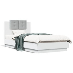 Berkfield Bed Frame With Led Without Mattress White 75X190 Cm Small Single - thumbnail 5