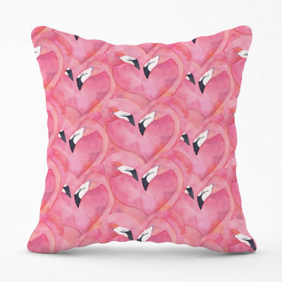 Warren Reed Designer Watercolour Flamingo Hearts Outdoor Cushion 45Cm X 45Cm - image 1