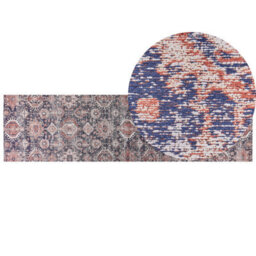 Beliani Rug Kurin Blue 80 X 300 Cm Cotton - thumbnail 1