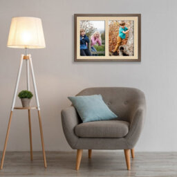 AK Frames 20X14 Walnut Sleek Multi Photo Frame With Ivory Mount - Holds 2 Apertures (2X) A4 Photos - thumbnail 3