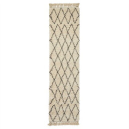Cream Grey Chequered Kilim Modern Shaggy Moroccan Rug For Living Room Bedroom And Dining Room-60 X 230Cm (Runner) - thumbnail 5