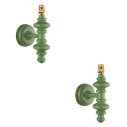 Loops Elegant Dimmable 2 Pack Satin Cotswold Green Wall Lights - thumbnail 1