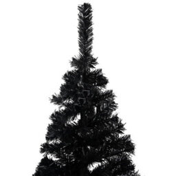 Berkfield Artificial Christmas Tree With Leds&ball Set Black 210 Cm Pvc - thumbnail 3