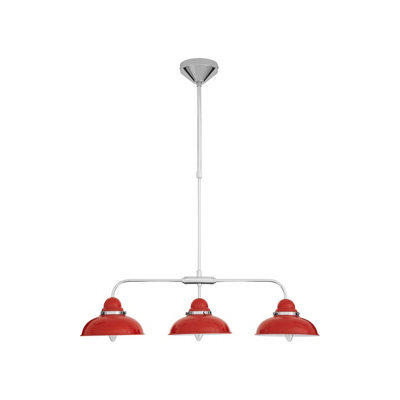 Orsina Red Pendant Light With Chrome Trim, 3 Hanging Lamps On Steel Bar, Industrial Ceiling Fixture For Bedroom - image 1