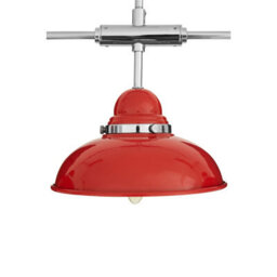 Orsina  Red Pendant Light With Chrome Trim, 3 Hanging Lamps On Steel Bar, Industrial Ceiling Fixture For Bedroom - thumbnail 2