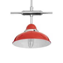 Orsina  Red Pendant Light With Chrome Trim, 3 Hanging Lamps On Steel Bar, Industrial Ceiling Fixture For Bedroom - thumbnail 4