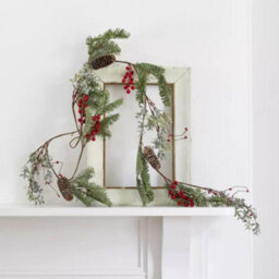 Wholesome Home Artificial Eucalyptus Garland With Red Berries, Pine Cones Winter Greenery Decoration For Mantel, Christmas (Red Berry (183Cm))