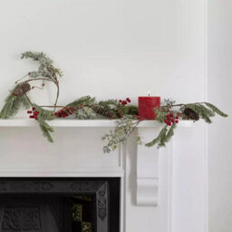 Wholesome Home Artificial Eucalyptus Garland With Red Berries, Pine Cones Winter Greenery Decoration For Mantel, Christmas (Red Berry (183Cm)) - thumbnail 2