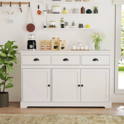 Kitchen Buffet Sideboard Wooden Storage Cupboard Cabinet With Adjustable Shelf - thumbnail 3