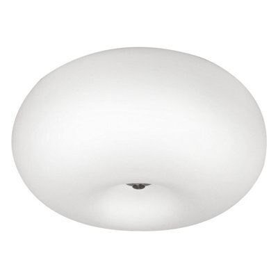 Satin Nickel Flush Mount Ceiling Light With White Opal Glass Shade - E27 Bulb Compatible - image 1