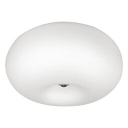Satin Nickel Flush Mount Ceiling Light With White Opal Glass Shade - E27 Bulb Compatible - thumbnail 1