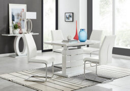Furniturebox Renato 120Cm High Gloss Extending Dining Table And 4 White Lorenzo Chairs - thumbnail 1
