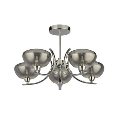 Pagazzi Lighting Pagazzi Hansel Semi  Flush 5 Light Smoked Glass Ceiling Light - image 1
