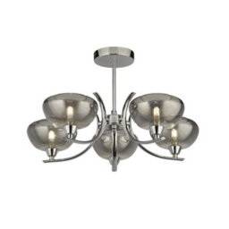 Pagazzi Lighting Pagazzi Hansel Semi  Flush 5 Light Smoked Glass Ceiling Light - thumbnail 2