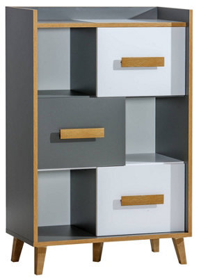 Arte Stylish Werso 5 Sideboard Cabinet - Anthracite & Oak, H1354mm W900mm D420mm - image 1