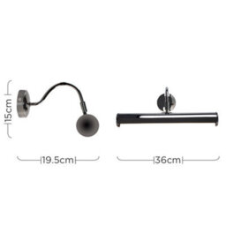 Valuelights Gemini Black Chrome Twin Picture Wall Light And Bulbs - thumbnail 8