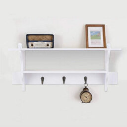 Floating Wall Mount Shelves Clothes Hook Rack Key Storage Baghanger Holder Unit - thumbnail 4