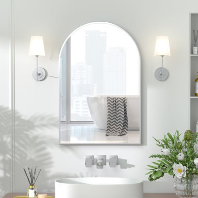 Keepreaper Sleek Arched Bathroom Mirror Cabinet Wall Mounted 51X76 With Storage - image 1