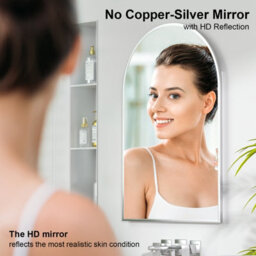 Keepreaper Sleek Arched Bathroom Mirror Cabinet Wall Mounted 51X76 With Storage - thumbnail 7