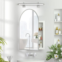 Keepreaper Sleek Arched Bathroom Mirror Cabinet Wall Mounted 51X76 With Storage - thumbnail 2