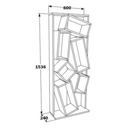 Decorotika Carmen Assymetrical Design Bookshelf, Shelving Unit, Display Unit With 6 Shelves White & Oud - thumbnail 6