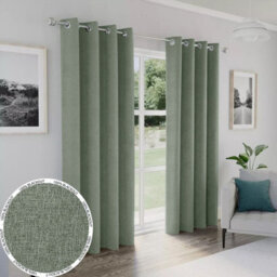 Moonlight Bedding Linen Texture 100%blackout Eyelet Curtain Pair Thermal Insulated For Summer Winter Curtain(Sage Green,90''x90'') - thumbnail 1