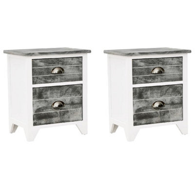 Berkfield Elegant Nightstand 2 Pcs With 2 Drawers Grey And White - image 1