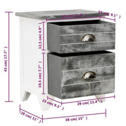 Berkfield Elegant Nightstand 2 Pcs With 2 Drawers Grey And White - thumbnail 9