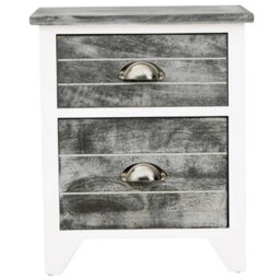 Berkfield Elegant Nightstand 2 Pcs With 2 Drawers Grey And White - thumbnail 5