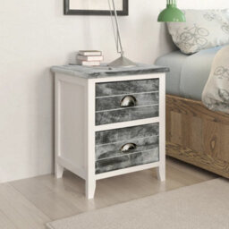 Berkfield Elegant Nightstand 2 Pcs With 2 Drawers Grey And White - thumbnail 2