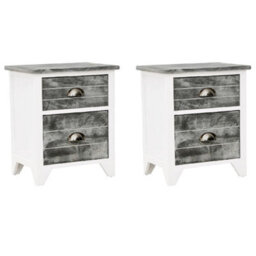 Berkfield Elegant Nightstand 2 Pcs With 2 Drawers Grey And White - thumbnail 1