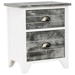 Berkfield Elegant Nightstand 2 Pcs With 2 Drawers Grey And White - thumbnail 4