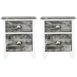 Berkfield Elegant Nightstand 2 Pcs With 2 Drawers Grey And White - thumbnail 3