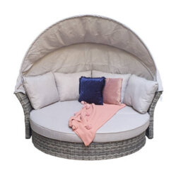 Signature Weave Lily Wicker Garden Day Bed Sun Lounger Chair Sofa Canopy Shelter Grey - thumbnail 1
