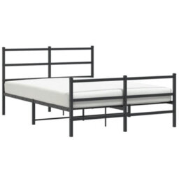 Berkfield Metal Bed Frame Without Mattress With Footboard Black 135X190Cm - thumbnail 2