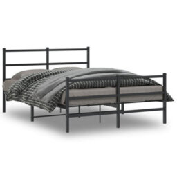 Berkfield Metal Bed Frame Without Mattress With Footboard Black 135X190Cm - thumbnail 1