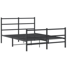 Berkfield Metal Bed Frame Without Mattress With Footboard Black 135X190Cm - thumbnail 3