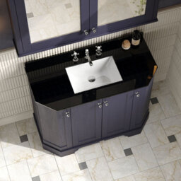 Hudson Reed Floor Standing 4 Door Angled Vanity Unit With 3 Tap Hole Black Marble Top & Basin, Twilight Blue, 1036 X 470 mm - thumbnail 3