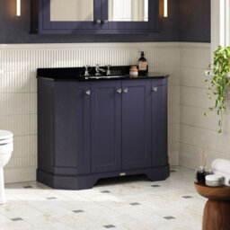 Hudson Reed Floor Standing 4 Door Angled Vanity Unit With 3 Tap Hole Black Marble Top & Basin, Twilight Blue, 1036 X 470 mm - thumbnail 4
