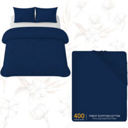 Pamposh 100% Egyptian Cotton 4Pc Bedding Set, King Size Duvet Cover Set With Matching Pillowcases & Fitted Sheet - thumbnail 1