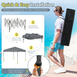 Gainoom 300 X 295 Cm Pop Up Canopy Tent Grey Foldable Outdoor Sunshade Patio Shelter Gazebo - thumbnail 7