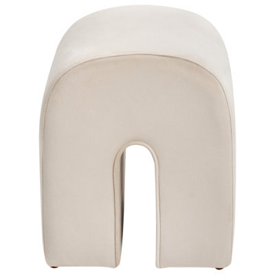 Beliani Beige Velvet U-Shaped Pouffe Ottoman, Compact Modern Seat And Footstool For Living Room - image 1