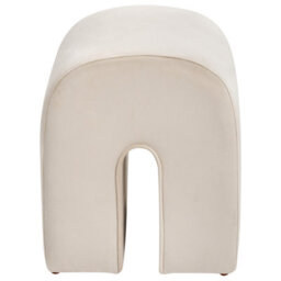 Beliani Beige Velvet U-Shaped Pouffe Ottoman, Compact Modern Seat And Footstool For Living Room - thumbnail 1