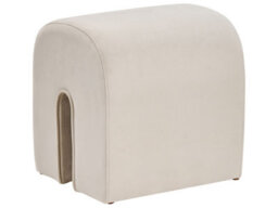 Beliani Beige Velvet U-Shaped Pouffe Ottoman, Compact Modern Seat And Footstool For Living Room - thumbnail 3