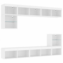 Berkfield 8 Piece Tv Wall Units With Led White Engineered Wood - thumbnail 3